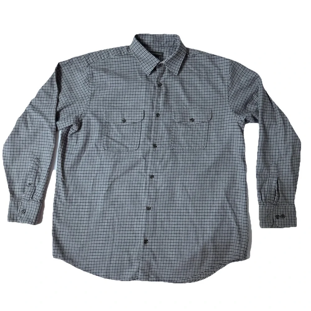 Banana Republic Wool Blend Button Down Shirt Plaid Checkered‎ Mens XL